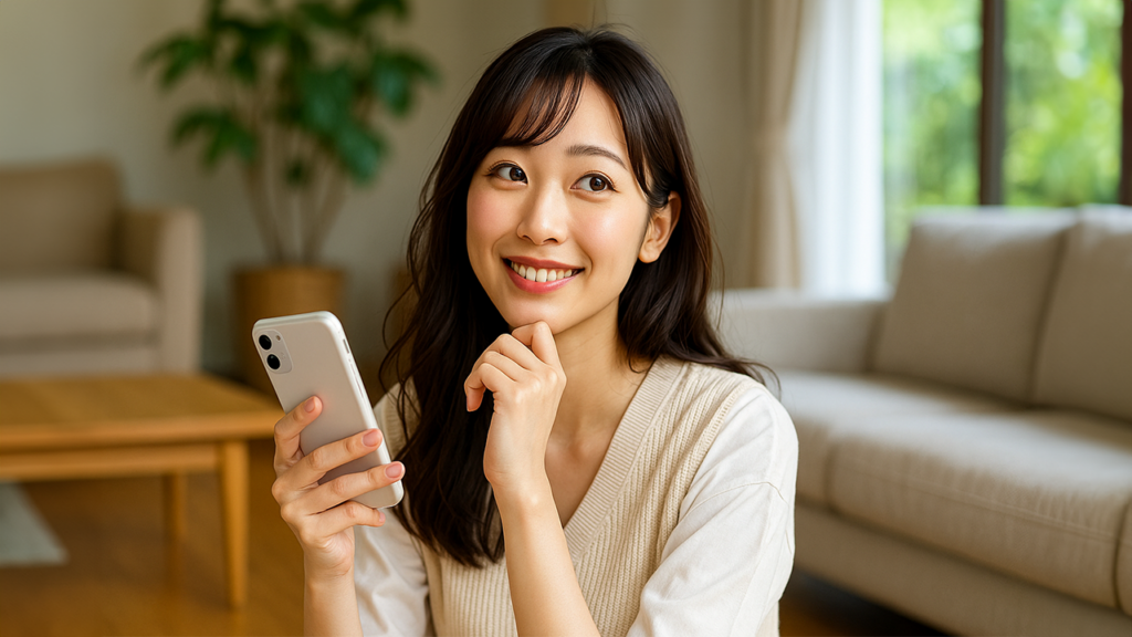 誰でもスマホでスマホを契約した女性