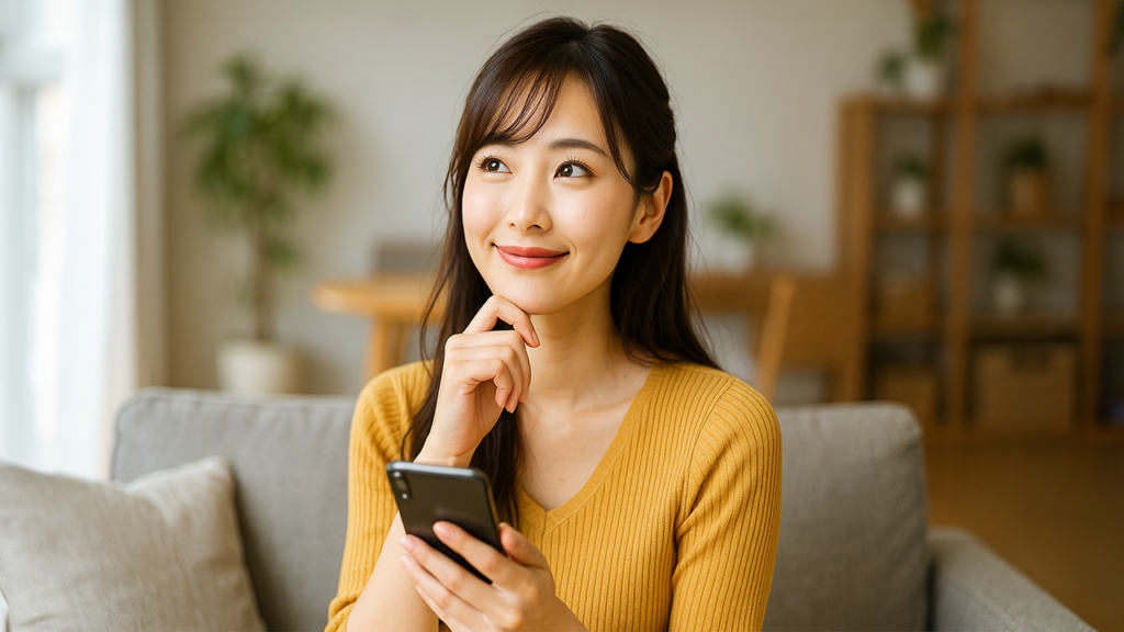スマホを入手できた女性