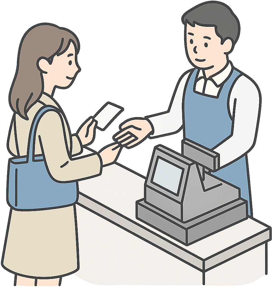 コンビニで支払いをしている女性