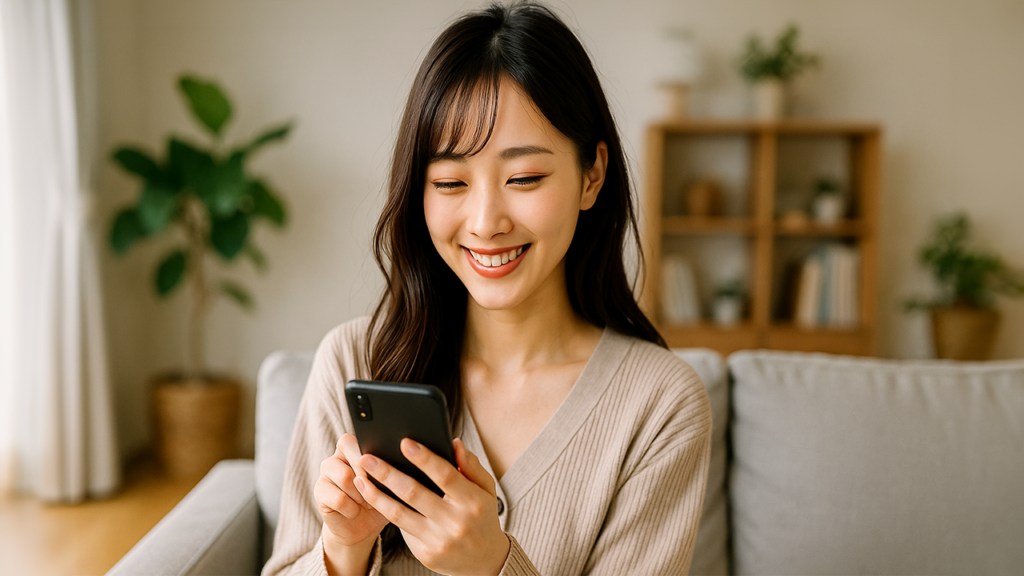 審査不要でスマホを契約した女性