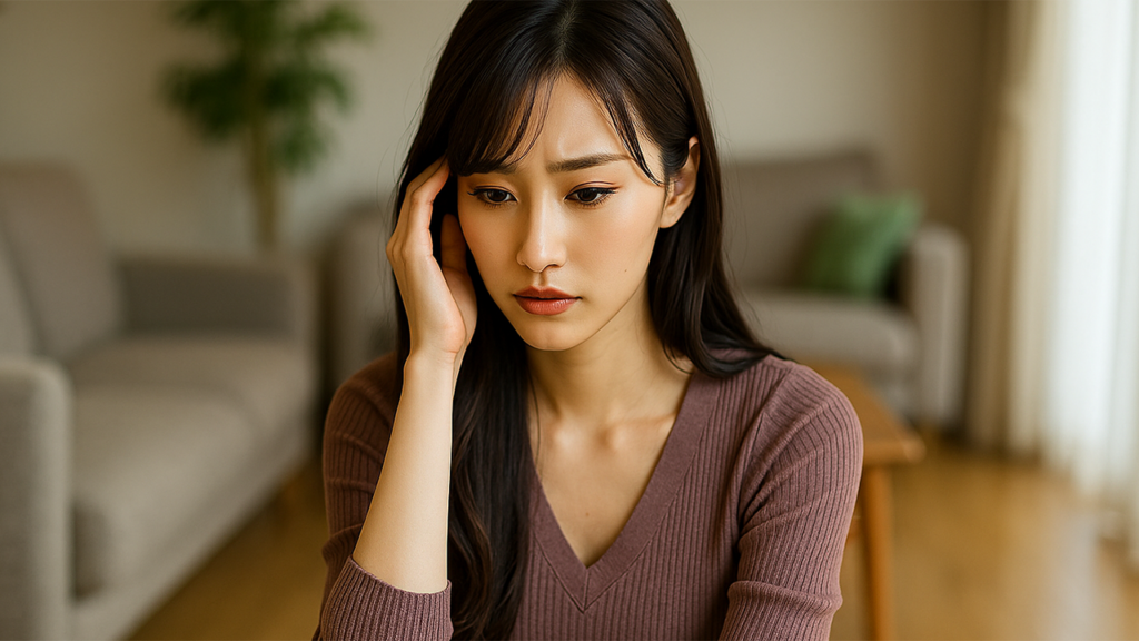 深刻な考えごとをしている女性