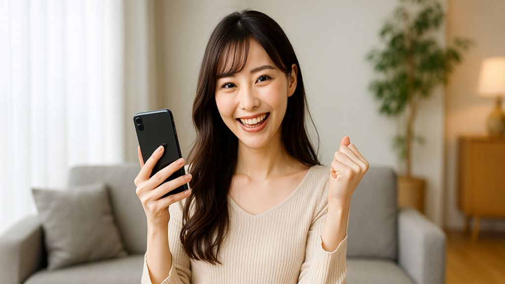 スマホを入手した女性