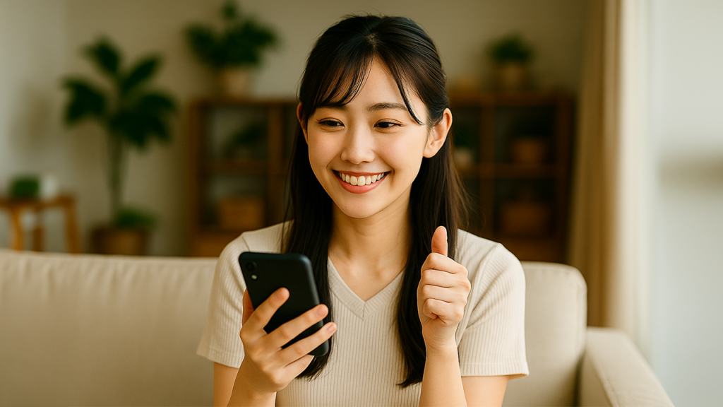 誰でもスマホでスマホを入手した女性