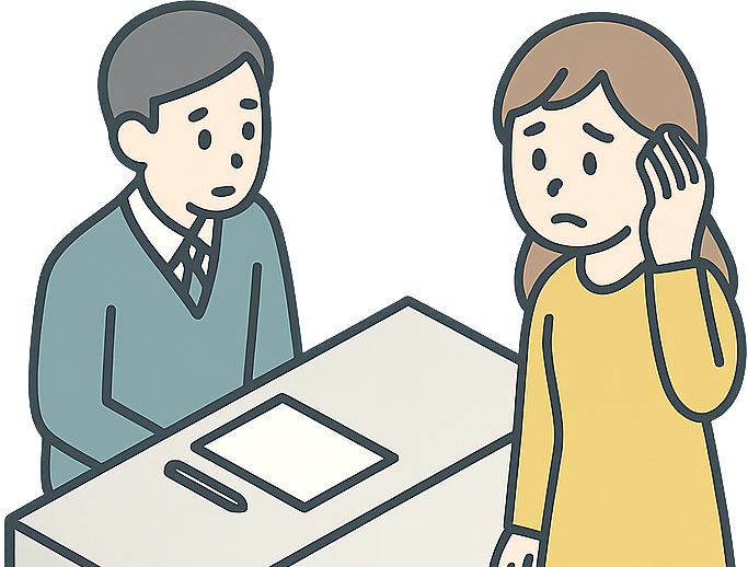 窓口で困っている女性イメージ