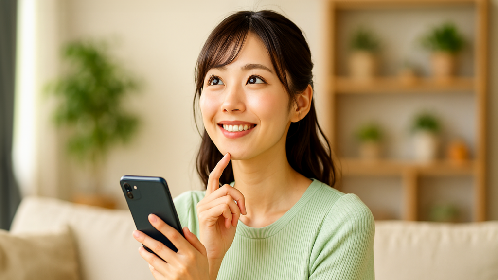 スマホを入手出来た女性