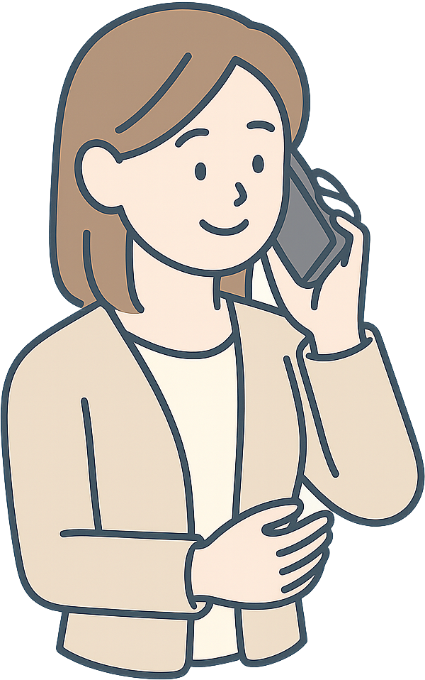 ケースワーカーに連絡している女性