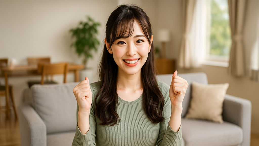 スマホの入手方法について説明している女性