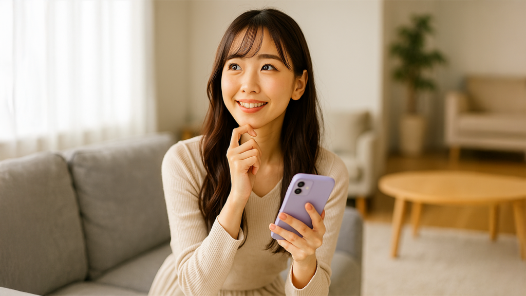 誰でもスマホでスマホを契約した女性