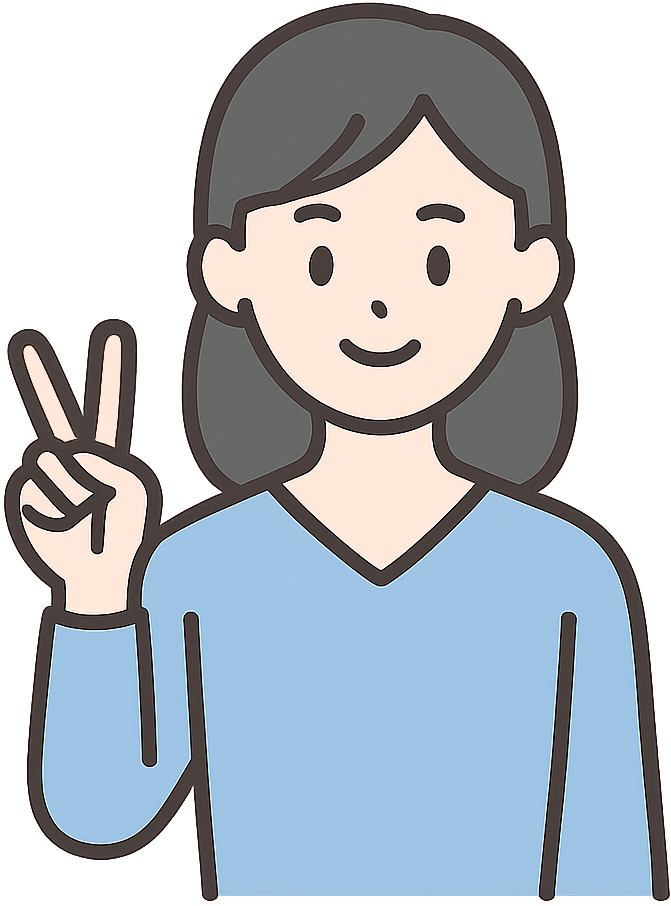 ピースサインをしている女性