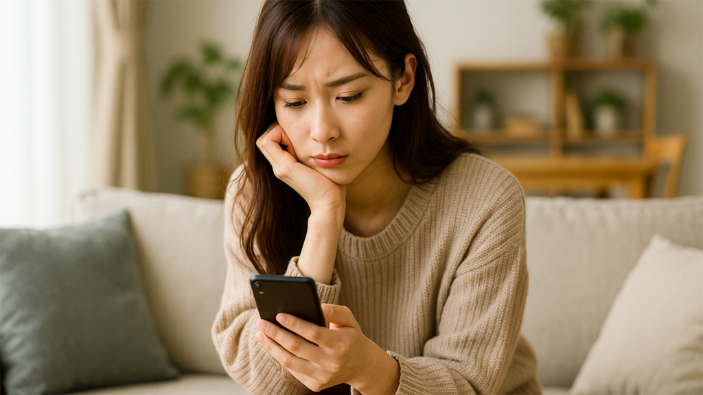 スマホの通信制限で困っている女性