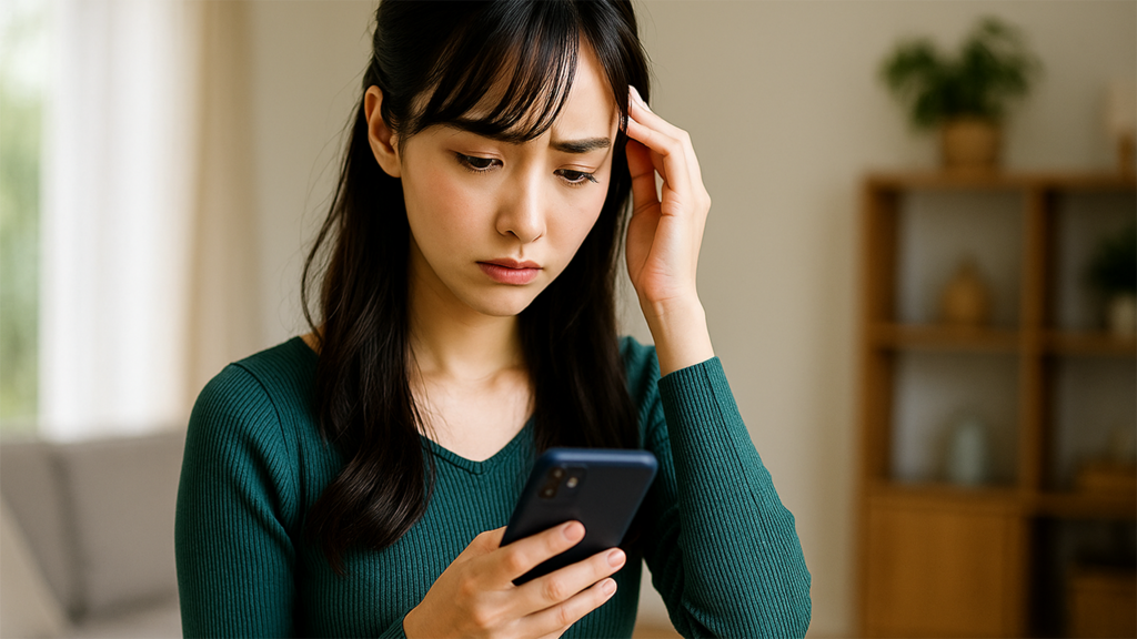スマホ契約で悩んでいる女性