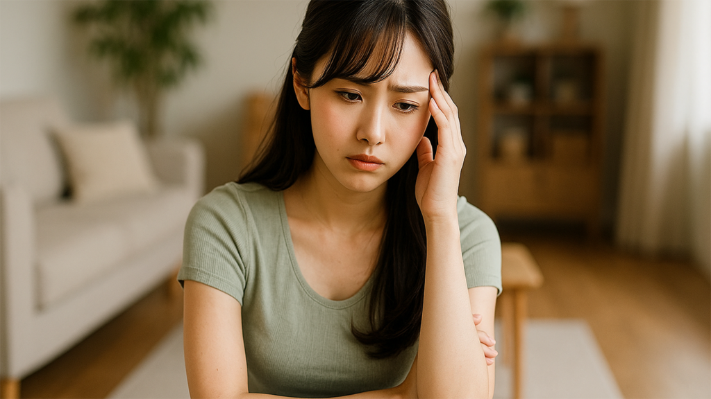 スマホ審査で悩んでいる女性