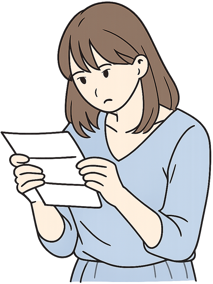 明細を見て不安そうな女性
